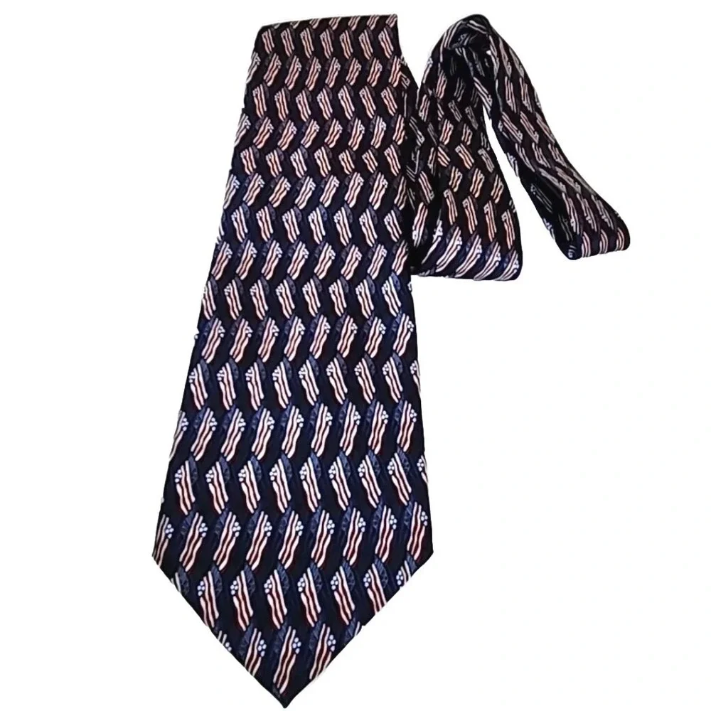 Stonehenge Men's Silk Necktie American Flag Geometric USA Red White Blue Tie‎
